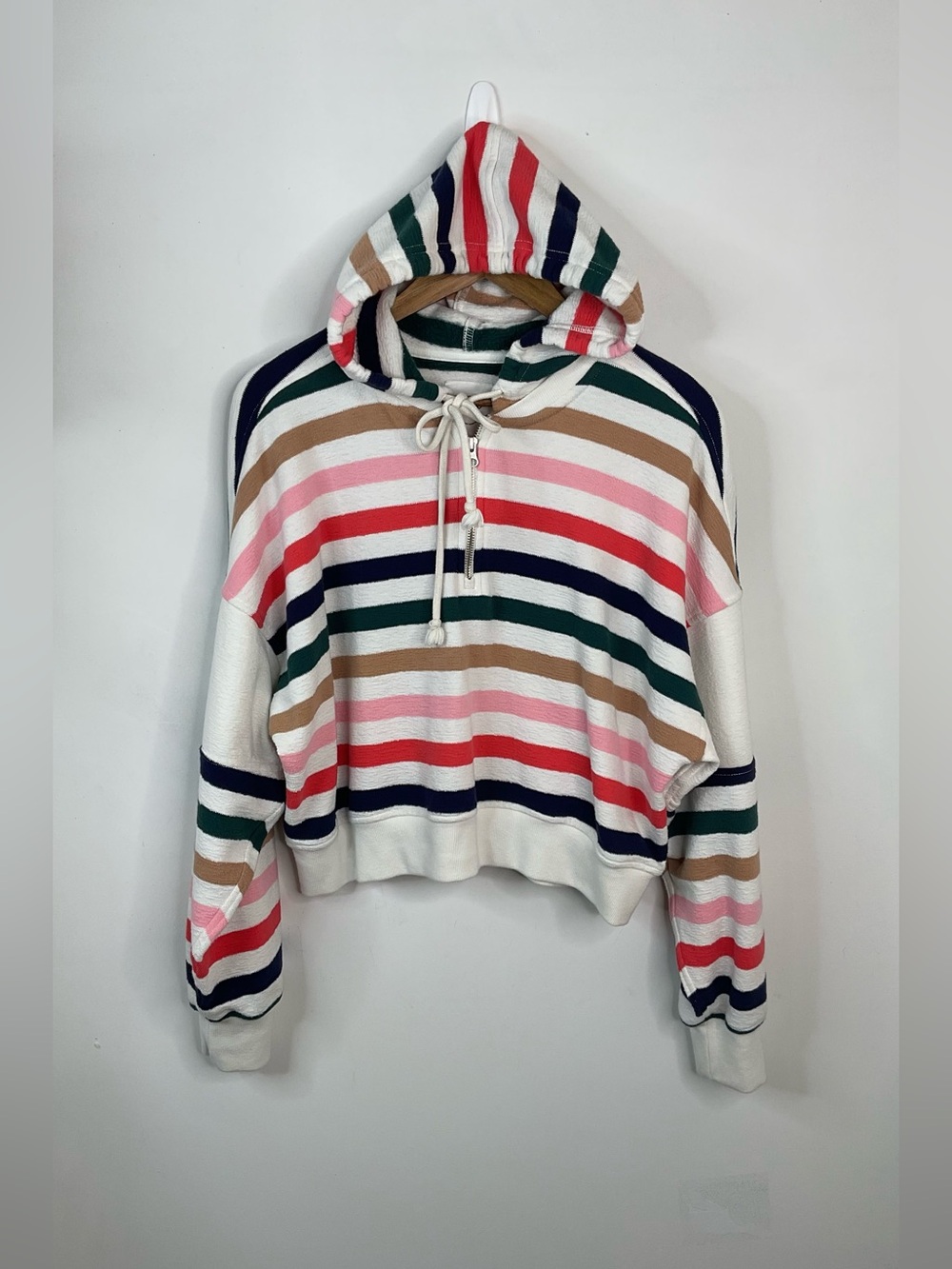 Aerie Striped Quarter Zip Hoodie Size Small